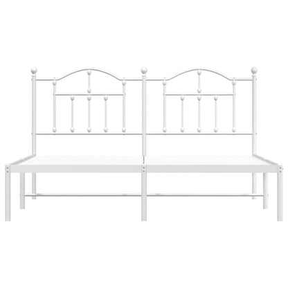 vidaXL Metal Bed Frame without Mattress with Headboard White 183x213cm
