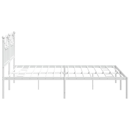 vidaXL Metal Bed Frame without Mattress with Headboard White 183x213cm