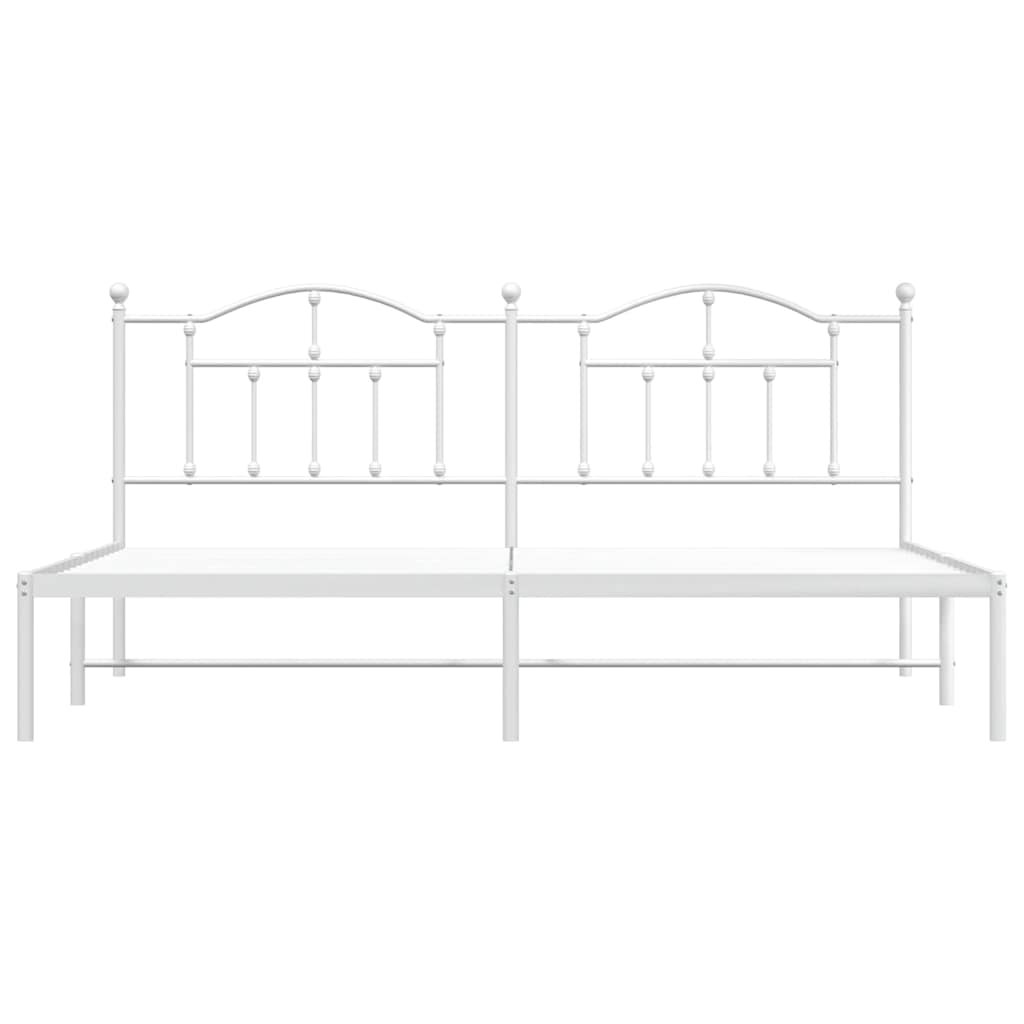 vidaXL Metal Bed Frame without Mattress with Headboard White 193x203cm