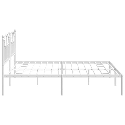 vidaXL Metal Bed Frame without Mattress with Headboard White 193x203cm