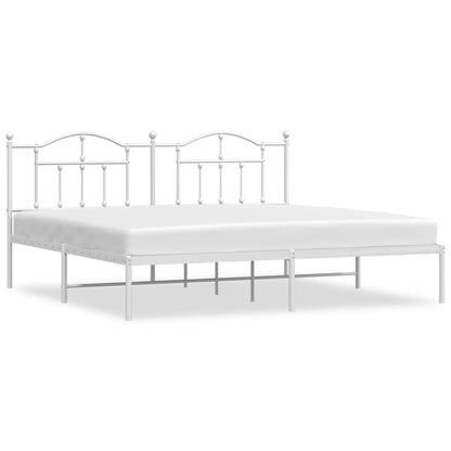 vidaXL Metal Bed Frame without Mattress with Headboard White 200x200cm