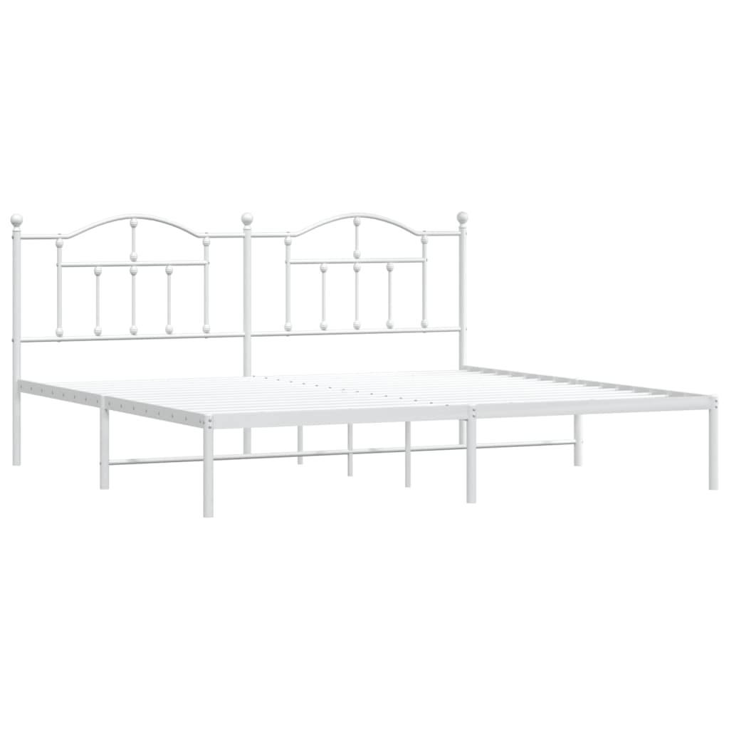 vidaXL Metal Bed Frame without Mattress with Headboard White 200x200cm