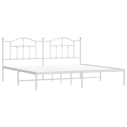 vidaXL Metal Bed Frame without Mattress with Headboard White 200x200cm