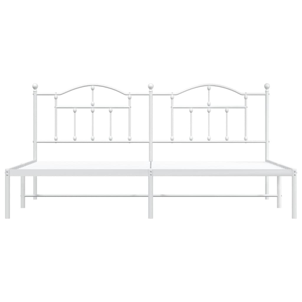 vidaXL Metal Bed Frame without Mattress with Headboard White 200x200cm