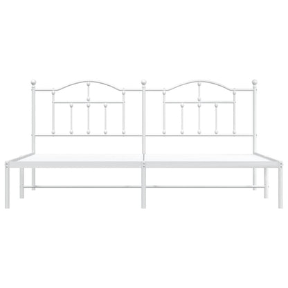 vidaXL Metal Bed Frame without Mattress with Headboard White 200x200cm