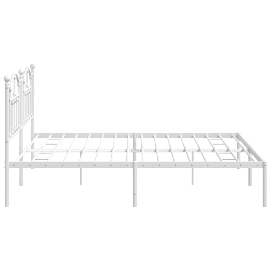 vidaXL Metal Bed Frame without Mattress with Headboard White 200x200cm