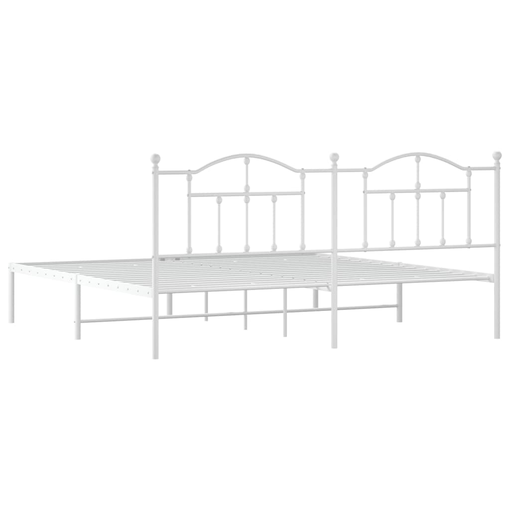 vidaXL Metal Bed Frame without Mattress with Headboard White 200x200cm