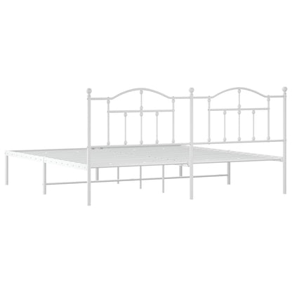 vidaXL Metal Bed Frame without Mattress with Headboard White 200x200cm