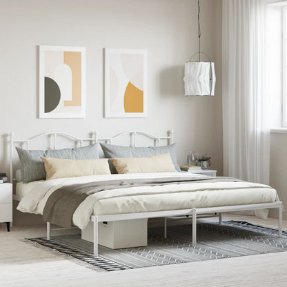 vidaXL Metal Bed Frame without Mattress with Headboard White 200x200cm
