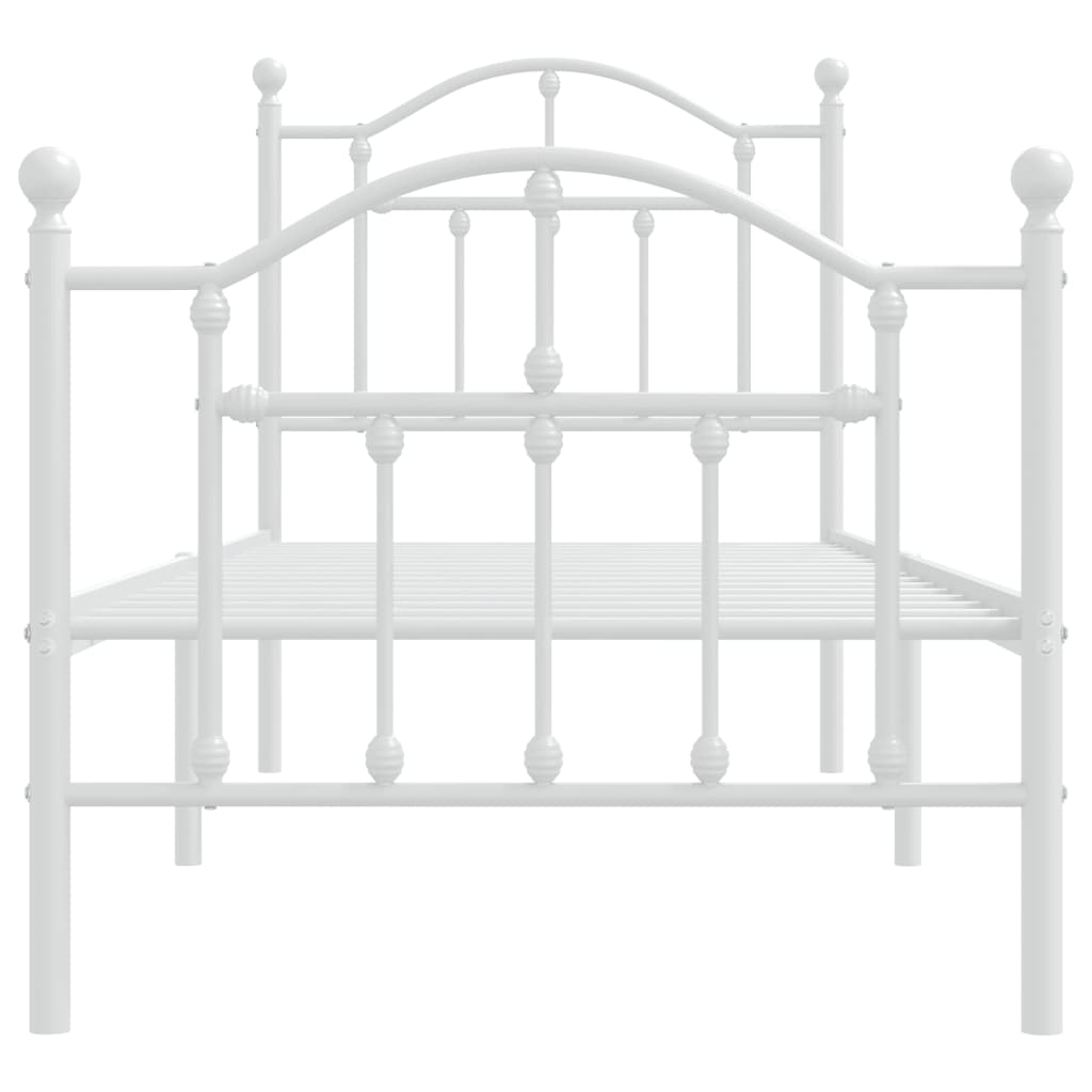 vidaXL Metal Bed Frame without Mattress with Footboard White 75x190cm