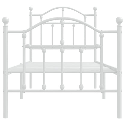 vidaXL Metal Bed Frame without Mattress with Footboard White 75x190cm
