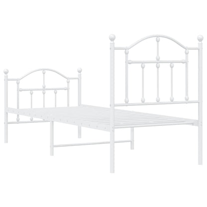 vidaXL Metal Bed Frame without Mattress with Footboard White 75x190cm