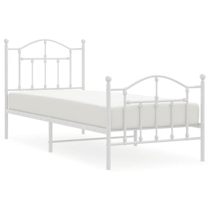 vidaXL Metal Bed Frame without Mattress with Footboard White 90x190cm