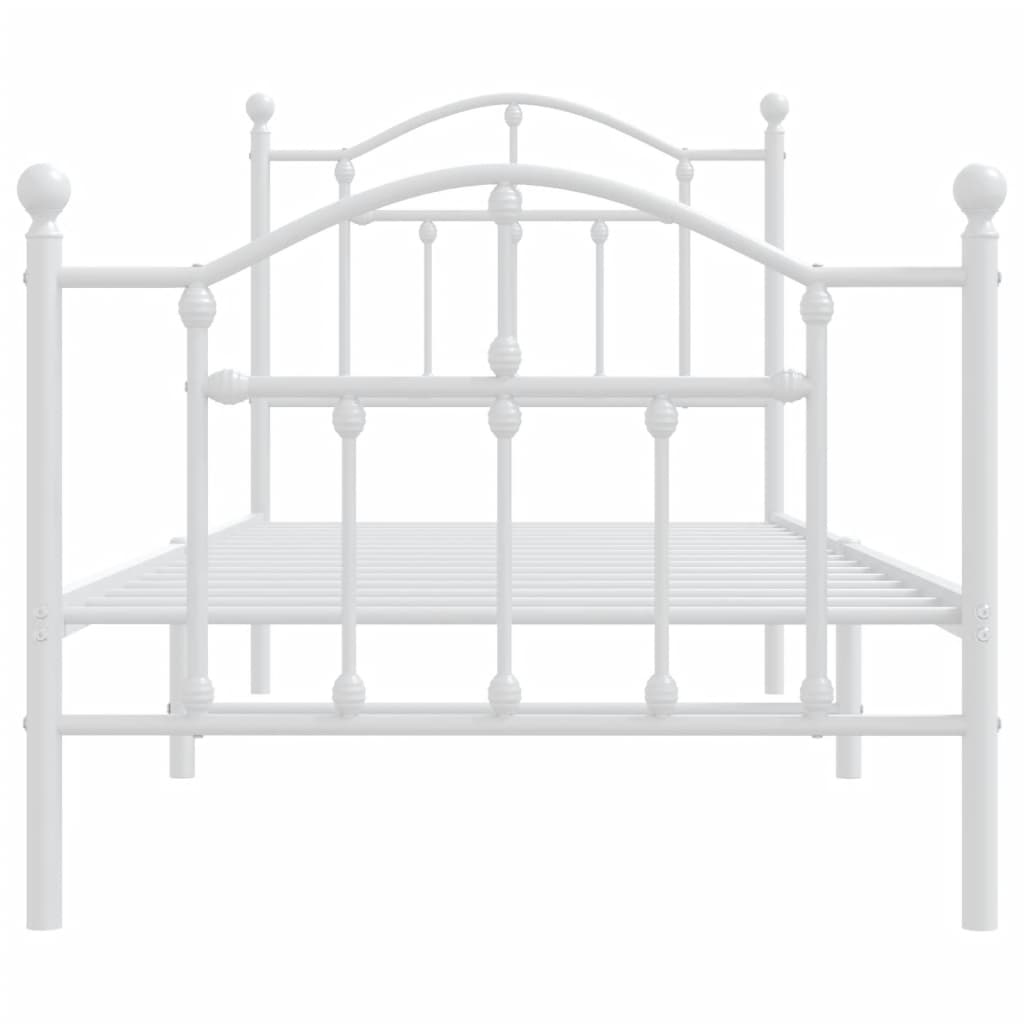 vidaXL Metal Bed Frame without Mattress with Footboard White 90x190cm