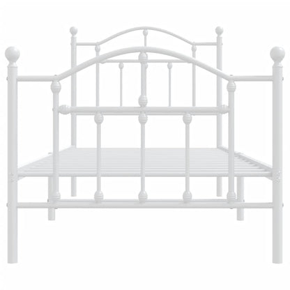 vidaXL Metal Bed Frame without Mattress with Footboard White 90x190cm