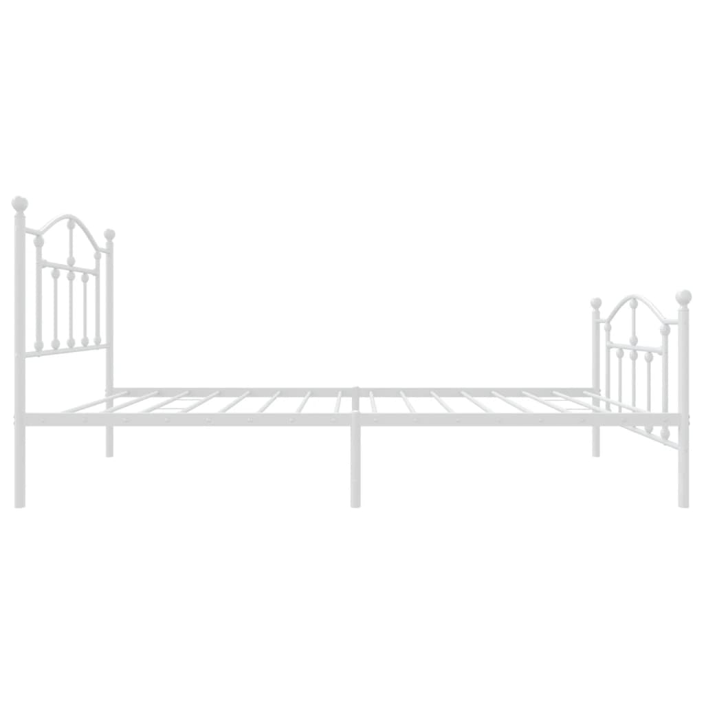 vidaXL Metal Bed Frame without Mattress with Footboard White 90x190cm
