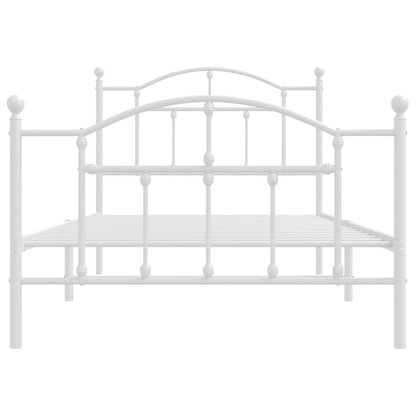 vidaXL Metal Bed Frame without Mattress with Footboard White 100x190cm