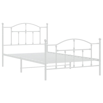 vidaXL Metal Bed Frame without Mattress with Footboard White 100x200cm