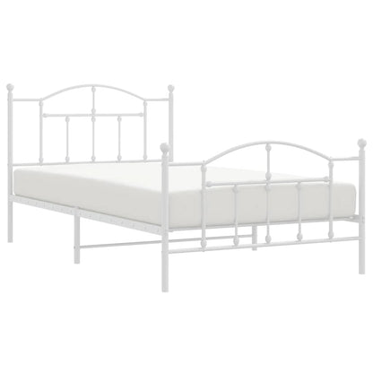 vidaXL Metal Bed Frame without Mattress with Footboard White 100x200cm
