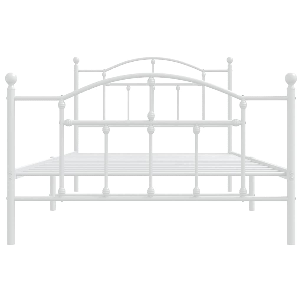 vidaXL Metal Bed Frame without Mattress with Footboard White 100x200cm