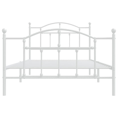 vidaXL Metal Bed Frame without Mattress with Footboard White 100x200cm