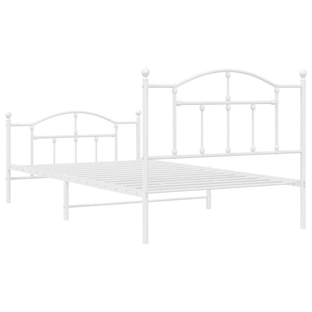vidaXL Metal Bed Frame without Mattress with Footboard White 100x200cm