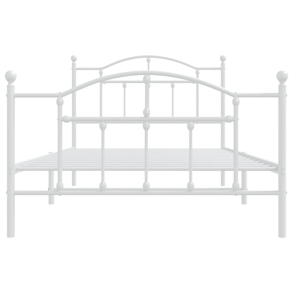 vidaXL Metal Bed Frame without Mattress with Footboard White 107x203cm