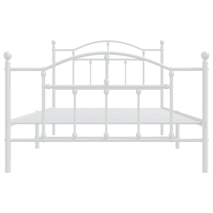 vidaXL Metal Bed Frame without Mattress with Footboard White 107x203cm