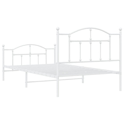 vidaXL Metal Bed Frame without Mattress with Footboard White 107x203cm