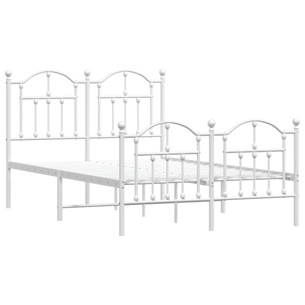 vidaXL Metal Bed Frame without Mattress with Footboard White 120x190cm