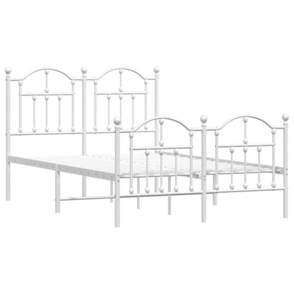 vidaXL Metal Bed Frame without Mattress with Footboard White 120x190cm