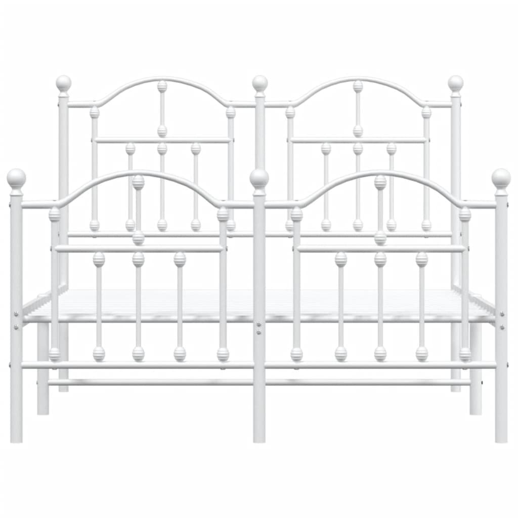 vidaXL Metal Bed Frame without Mattress with Footboard White 120x190cm