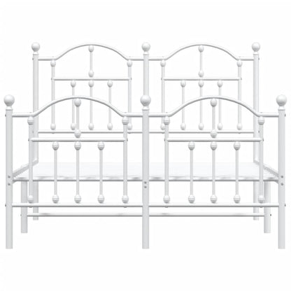 vidaXL Metal Bed Frame without Mattress with Footboard White 120x190cm