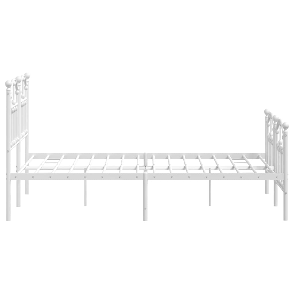 vidaXL Metal Bed Frame without Mattress with Footboard White 120x190cm
