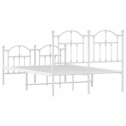 vidaXL Metal Bed Frame without Mattress with Footboard White 120x190cm