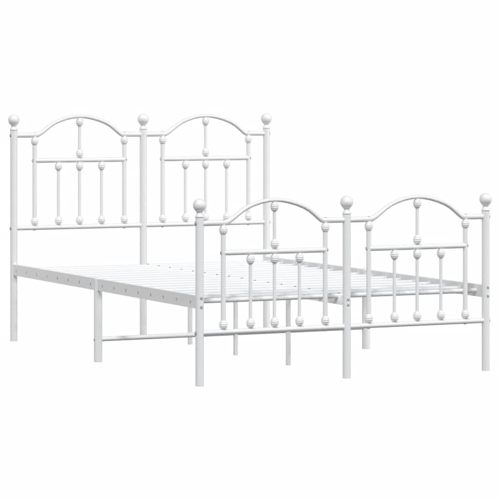 vidaXL Metal Bed Frame without Mattress with Footboard White 120x200cm