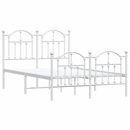 vidaXL Metal Bed Frame without Mattress with Footboard White 120x200cm