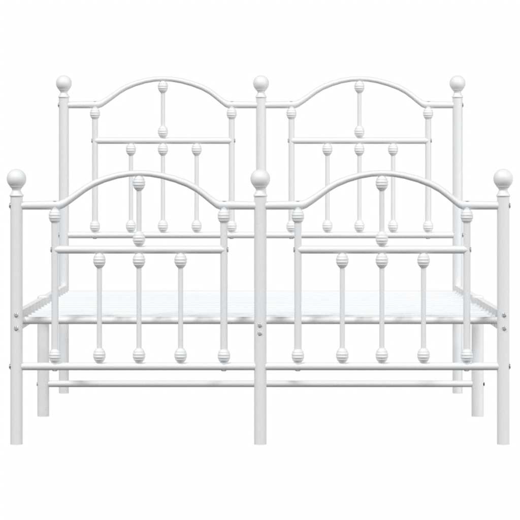 vidaXL Metal Bed Frame without Mattress with Footboard White 120x200cm