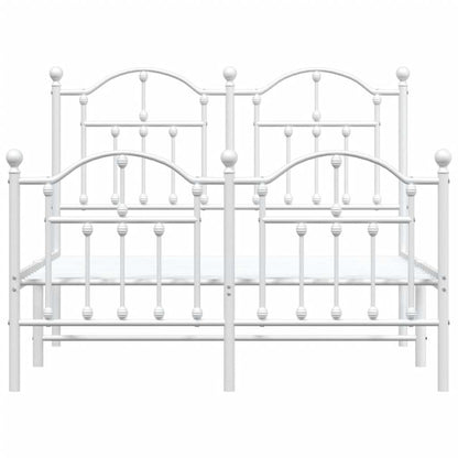 vidaXL Metal Bed Frame without Mattress with Footboard White 120x200cm
