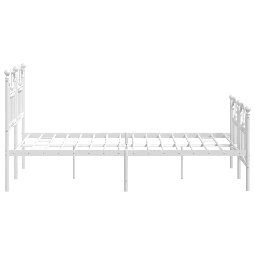 vidaXL Metal Bed Frame without Mattress with Footboard White 120x200cm