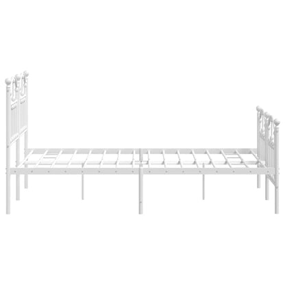 vidaXL Metal Bed Frame without Mattress with Footboard White 120x200cm