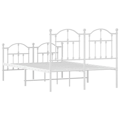 vidaXL Metal Bed Frame without Mattress with Footboard White 120x200cm
