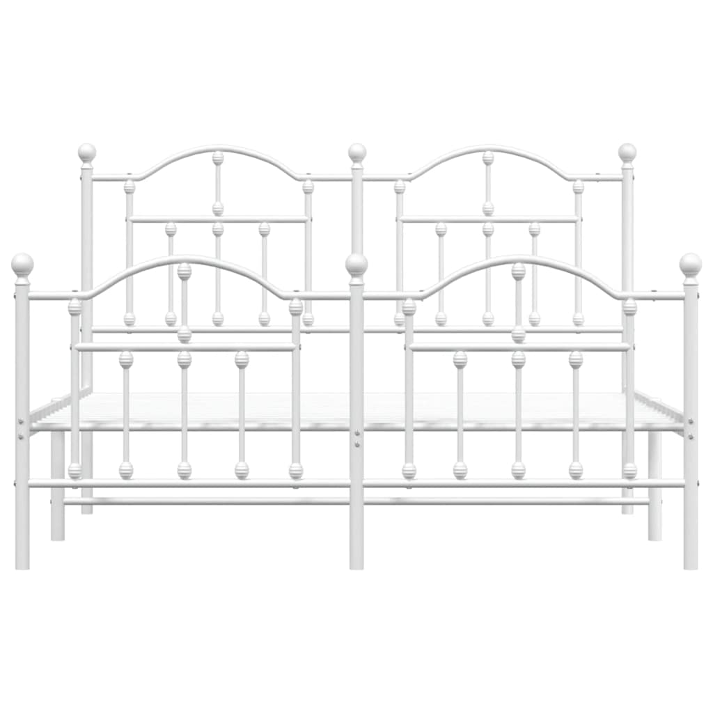 vidaXL Metal Bed Frame without Mattress with Footboard White 135x190cm