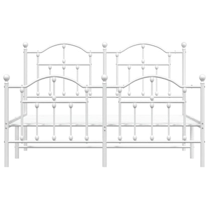 vidaXL Metal Bed Frame without Mattress with Footboard White 135x190cm
