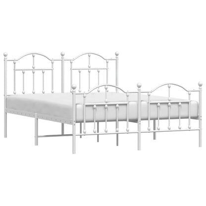 vidaXL Metal Bed Frame without Mattress with Footboard White 135x190cm