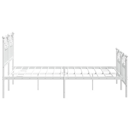 vidaXL Metal Bed Frame without Mattress with Footboard White 135x190cm