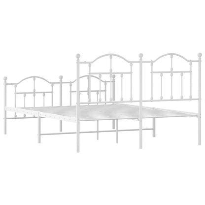 vidaXL Metal Bed Frame without Mattress with Footboard White 135x190cm