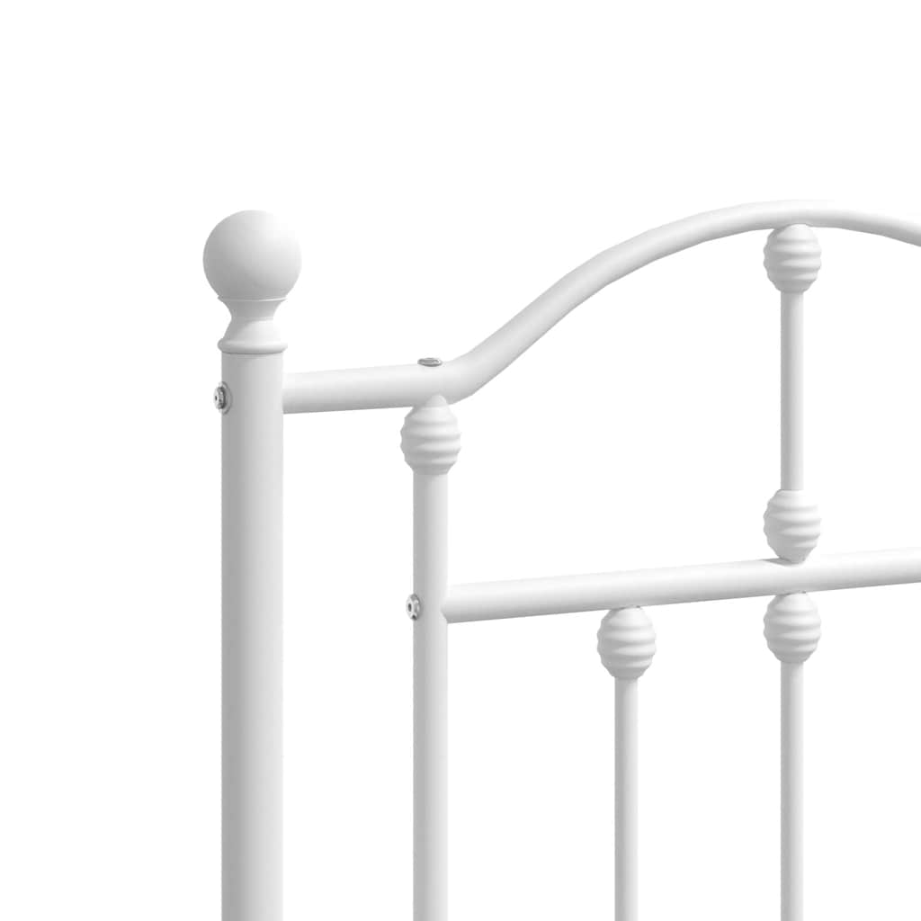 vidaXL Metal Bed Frame without Mattress with Footboard White 135x190cm