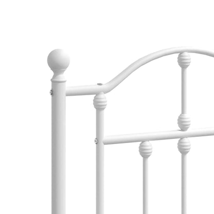 vidaXL Metal Bed Frame without Mattress with Footboard White 135x190cm