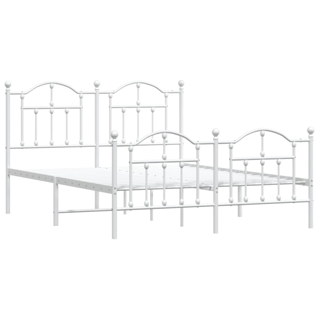 vidaXL Metal Bed Frame without Mattress with Footboard White 140x190cm